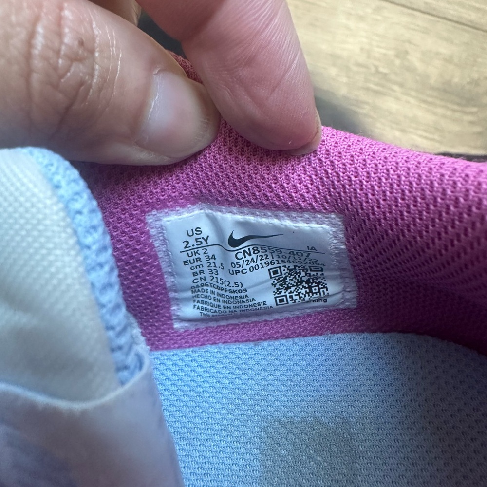 Nike Kids Light Blue, Pink & Yellow Velcro Casual Sneakers - Picture 15 of 15